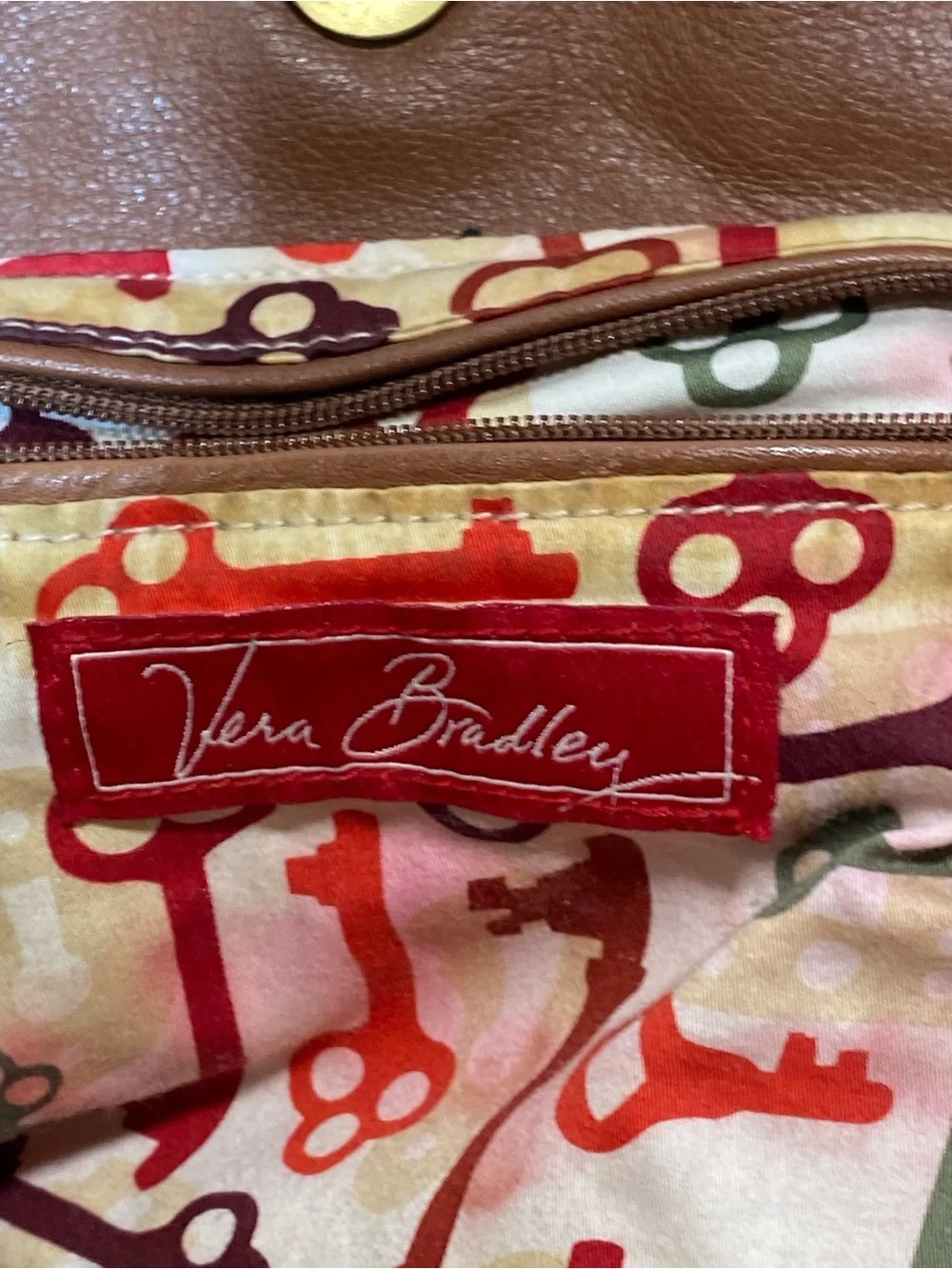 Vera Bradley Red, Black, Cream Plaid Shoulder Bag with Brown Handles